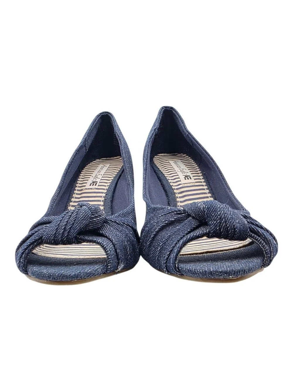 American Eagle By Payless Navy Peep-Toe Wedge Heels Size 9.5
